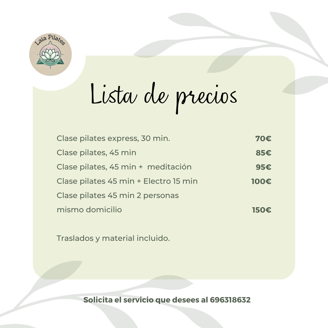 Servicios y precios pilates tarragona Servicios y precios pilates tarragona